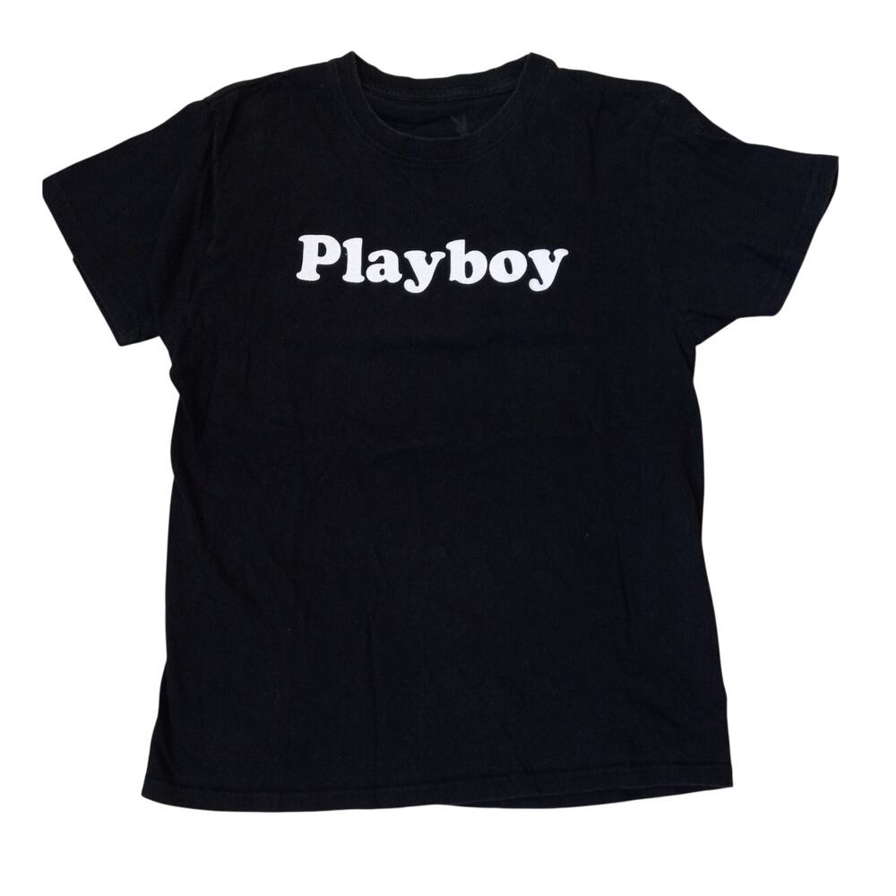 Playboy black white lettering short sleeve cotton shirt‎ SIZE M